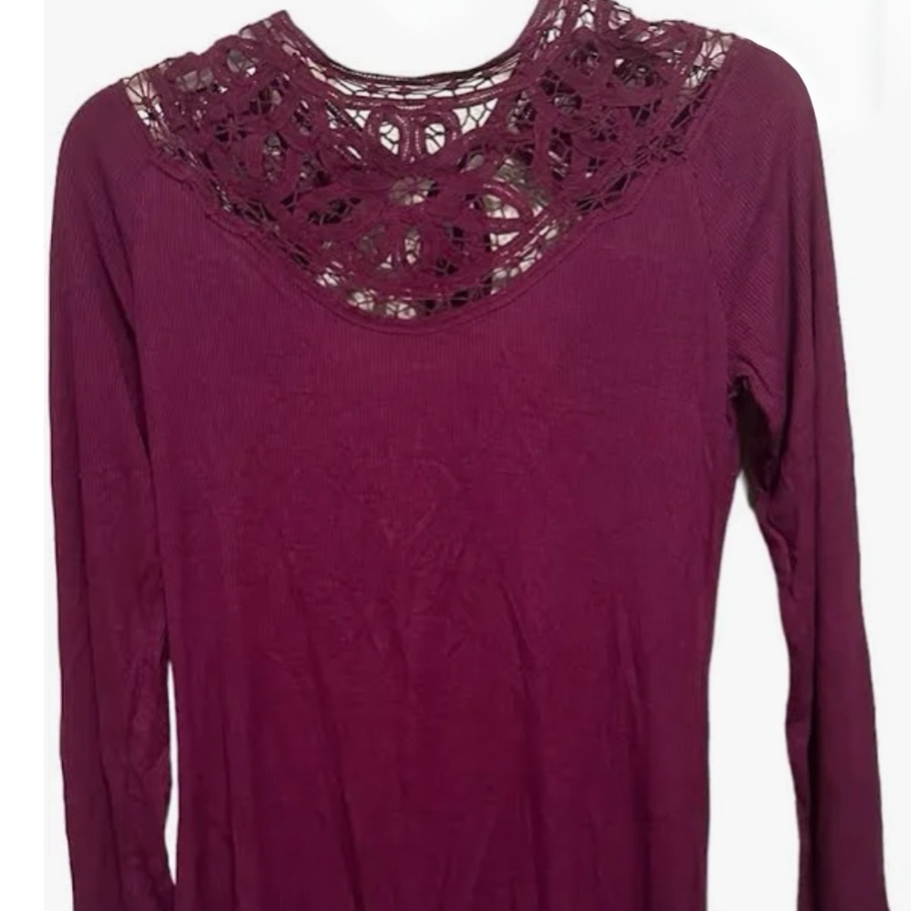 NWOT Jessica Simpson Purple Ribbed Knit Top With Lace 2X